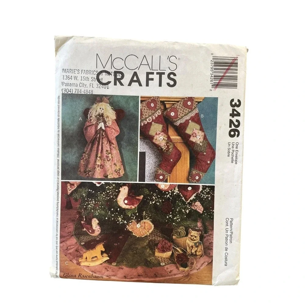 McCall's Crafts 3426 Christmas Holiday Angel Doll Stocking Tree‎ Skirt Ornaments